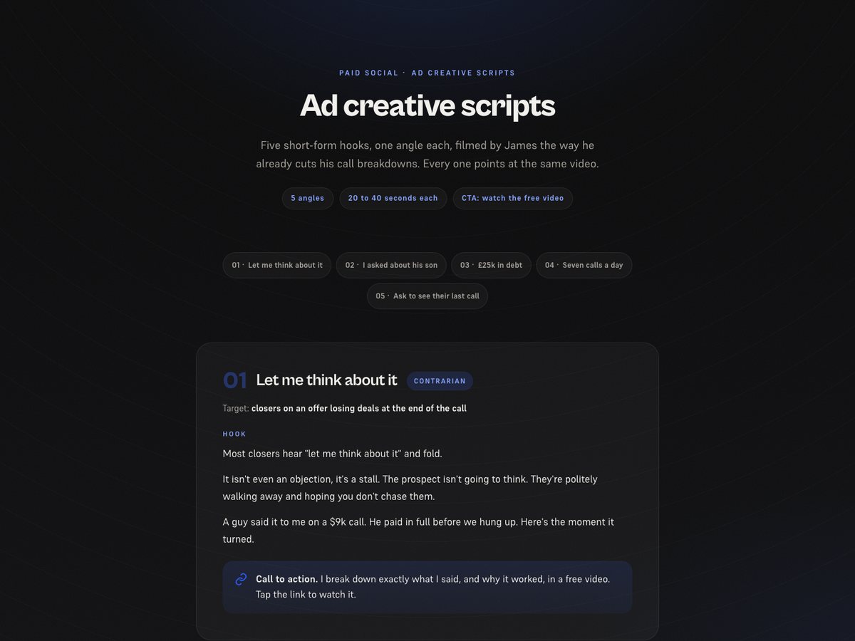 Ad creative scripts preview