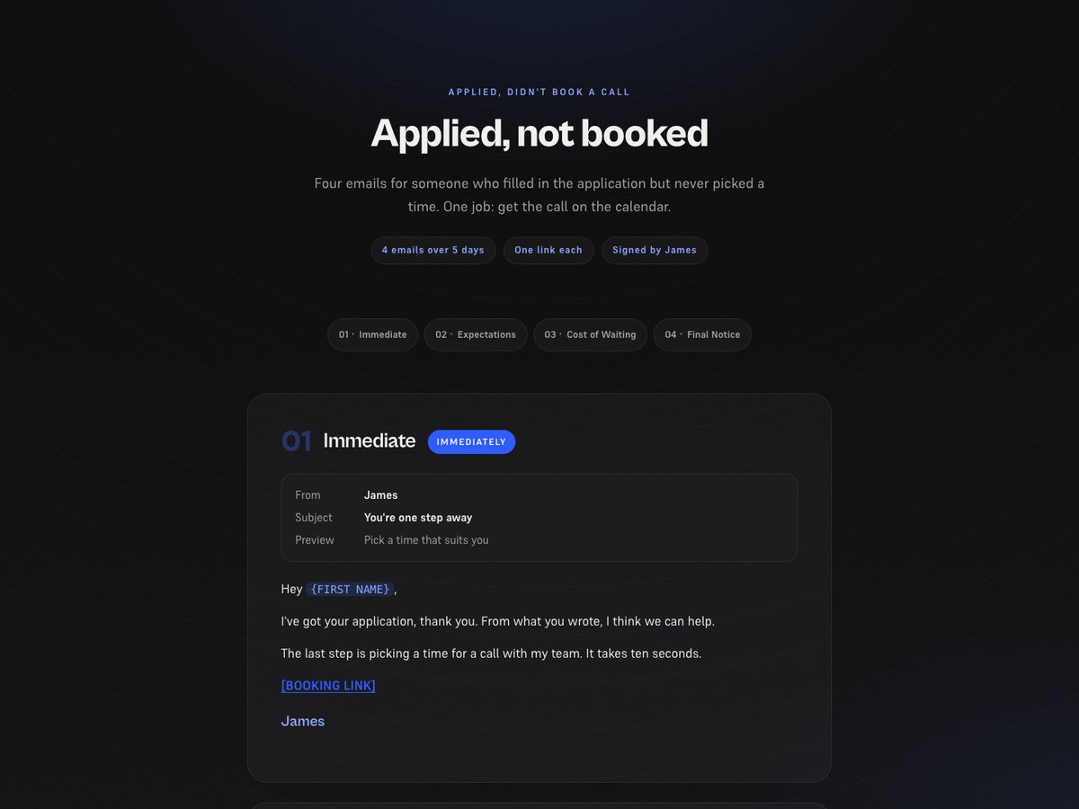 Applied, not booked preview